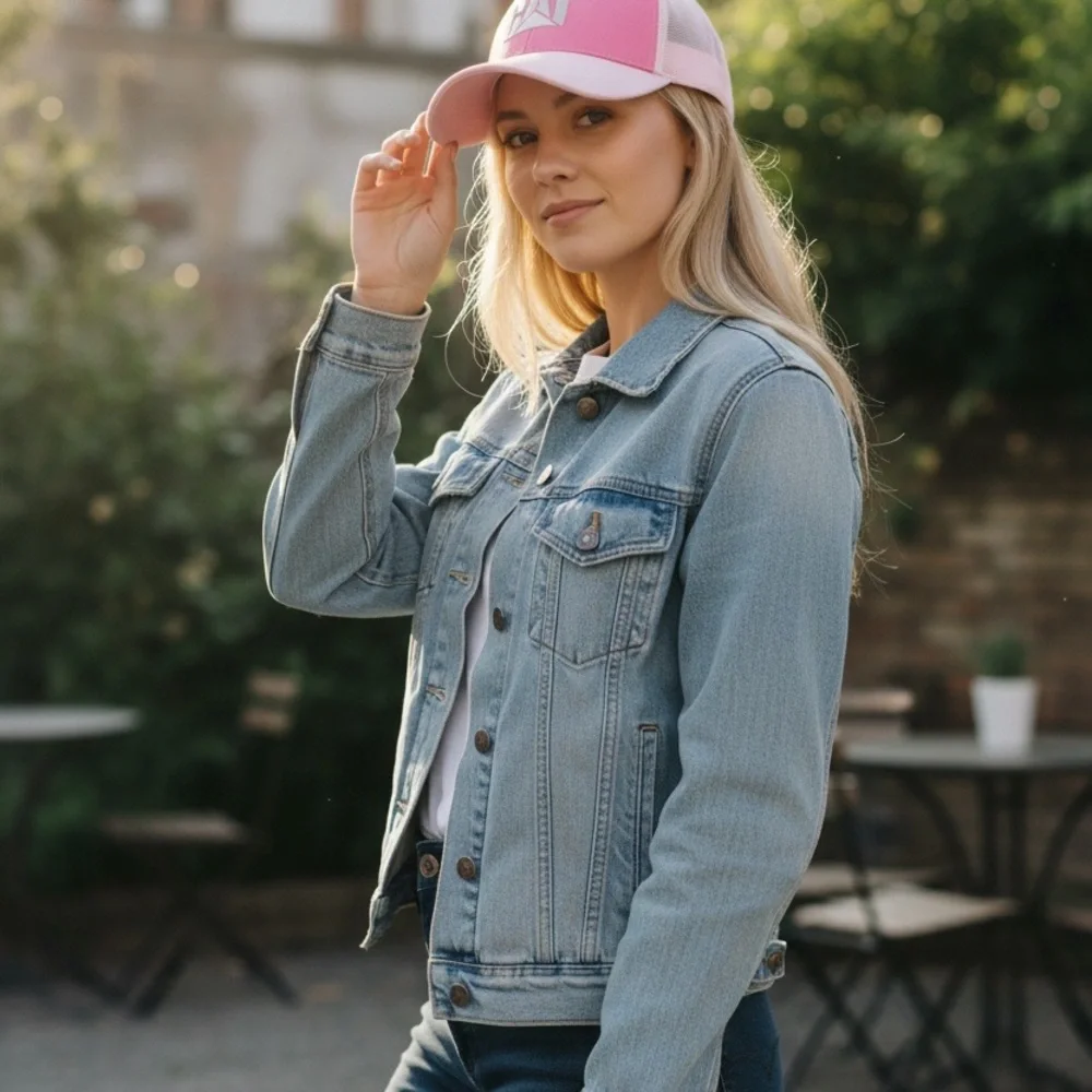 CAT- Caterpillar Pink and White Mesh Women Cap